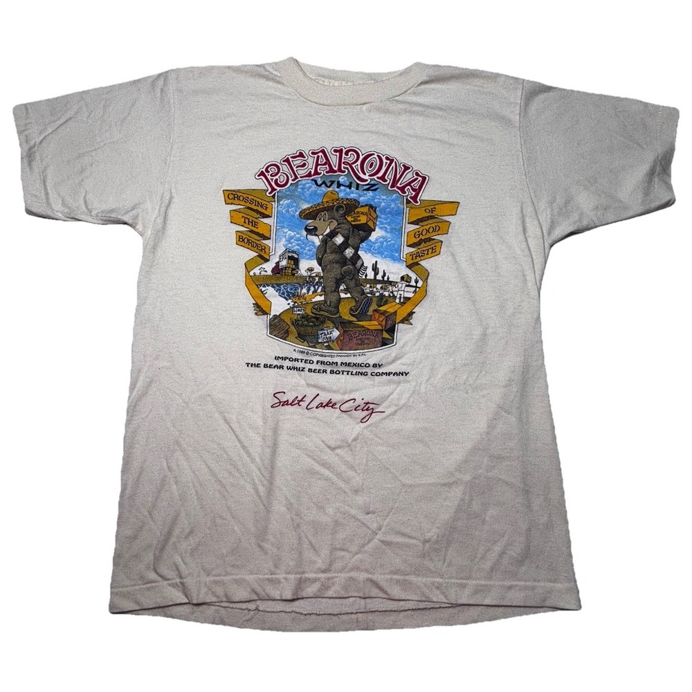 Vintage Alore Beerona Whiz Bear Beer T Shirt 1989 Single Stitch Salt Lake City L